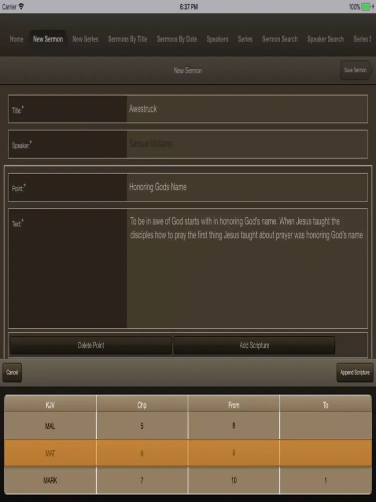 Caranba Sermon Notes iPad  Screenshots