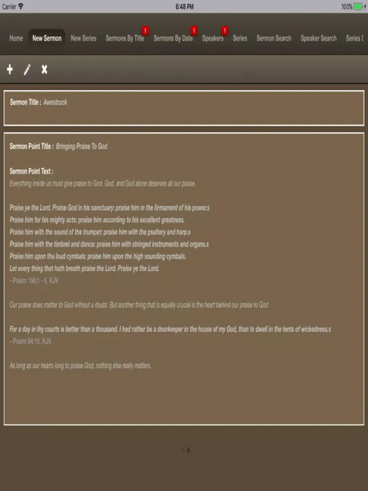 Caranba Sermon Notes iPad  Screenshots