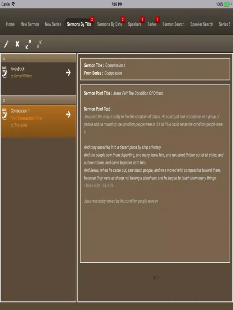 Caranba Sermon Notes iPad  Screenshots