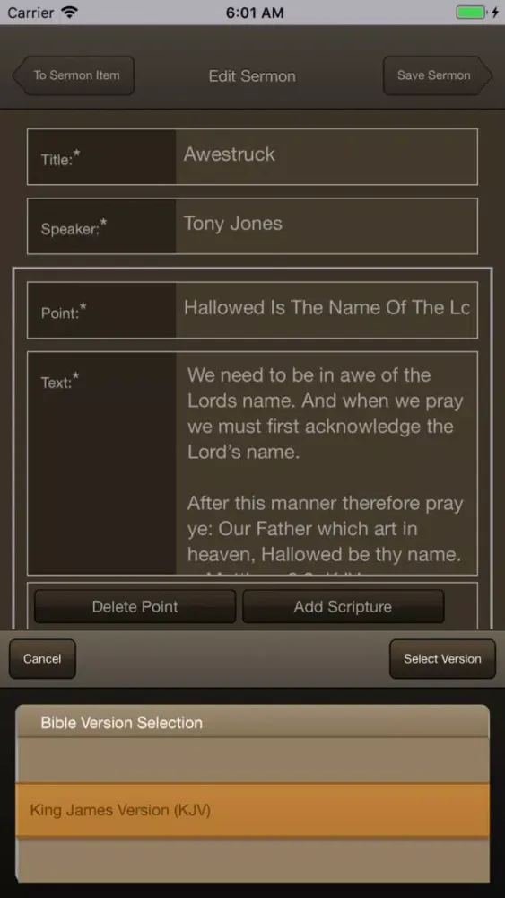 Caranba Sermon Notes Screenshots