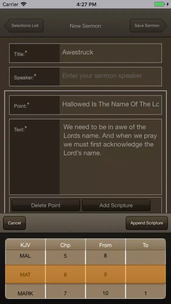 Caranba Sermon Notes Screenshots