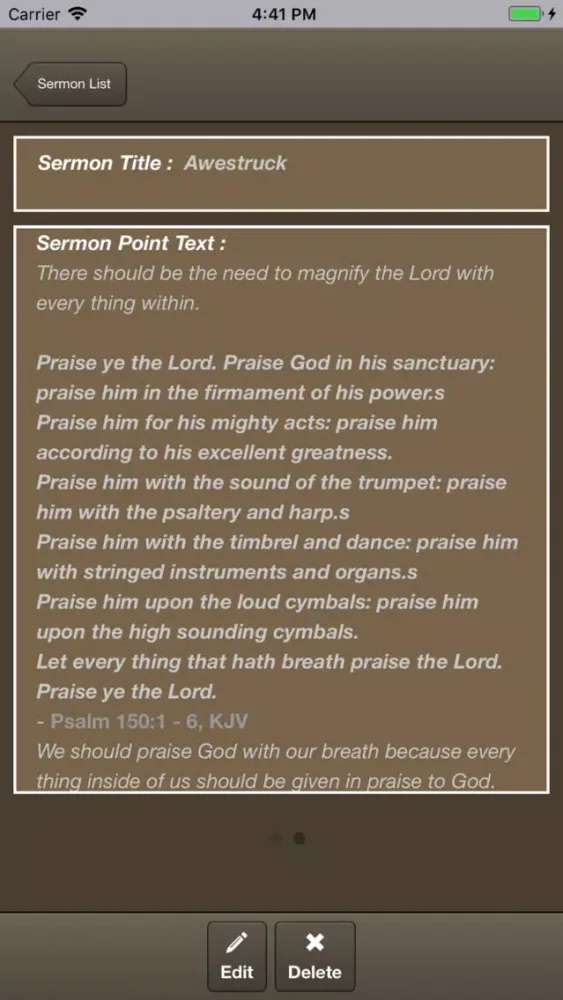 Caranba Sermon Notes Screenshots