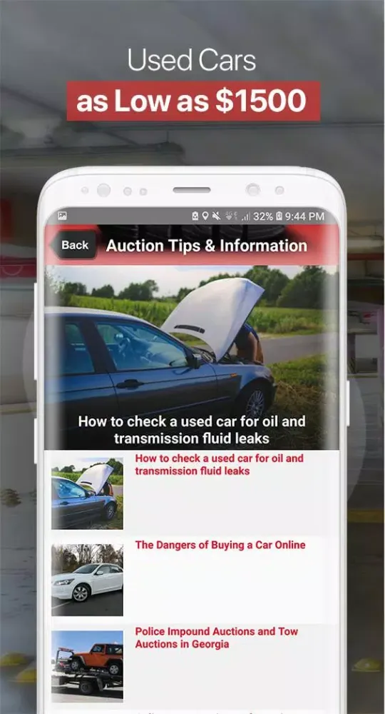 Captures d'écran de Public Car Auctions Directory