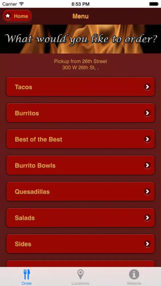 Carbón Live Fire Mexican Grill Mobile Ordering 스크린샷