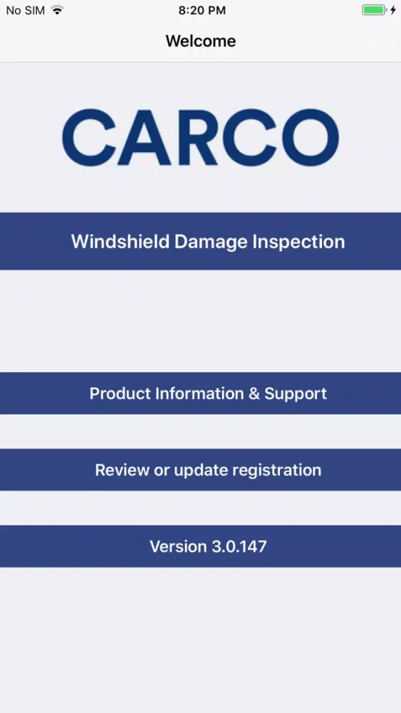 Tangkapan layar CARCO Windshield Inspection