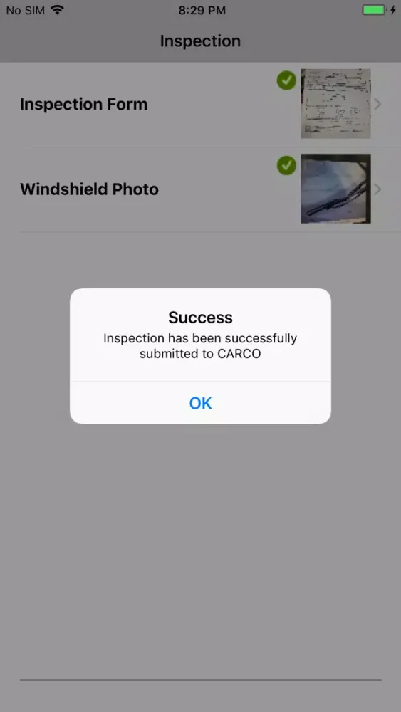 Tangkapan layar CARCO Windshield Inspection