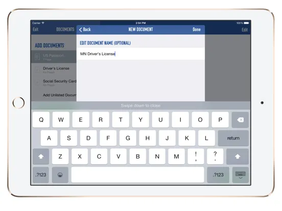 Document Upload iPad  Screenshots
