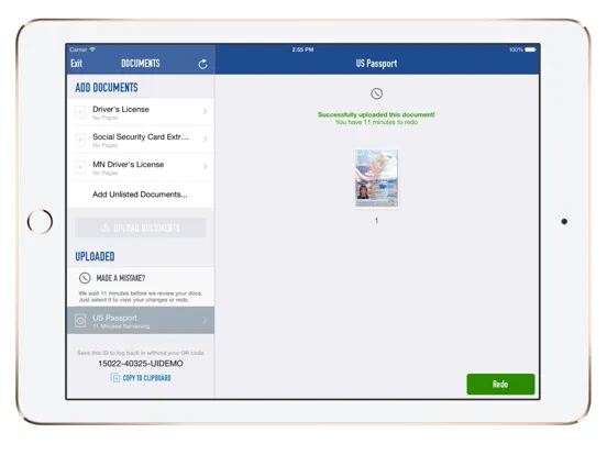 Document Upload iPad  Screenshots