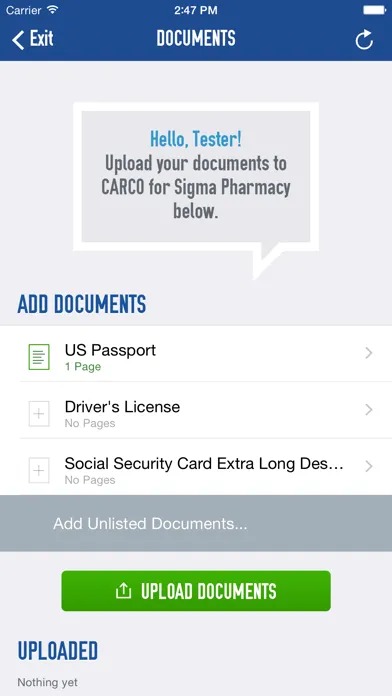 Document Upload Screenshots