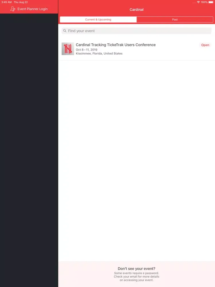 ภาพหน้าจอของ Cardinal Tracking Events iPad 