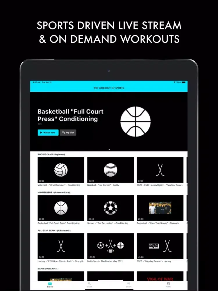 Tangkapan skrin Cardio Sport iPad 