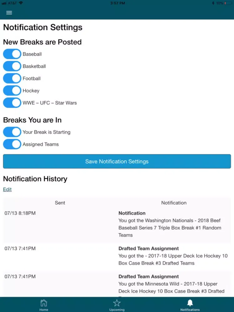 Cardsmiths Breaks App iPad  Screenshots