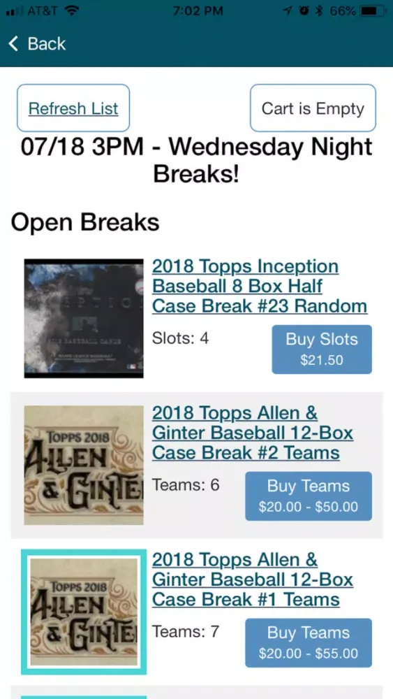 Cardsmiths Breaks App Screenshots