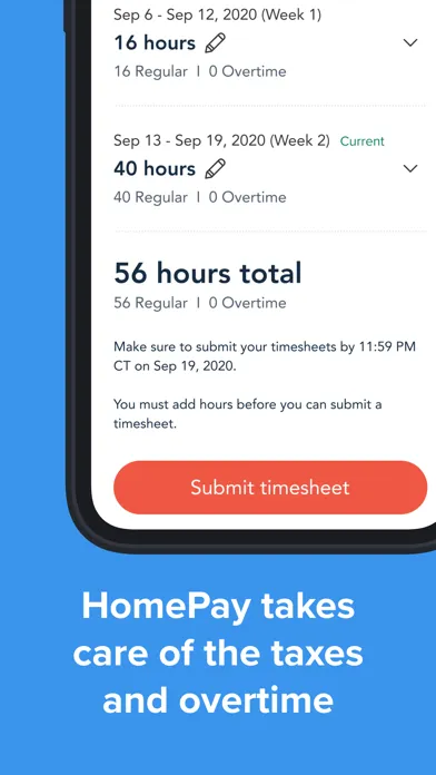 HomePay Time Tracker Screenshots
