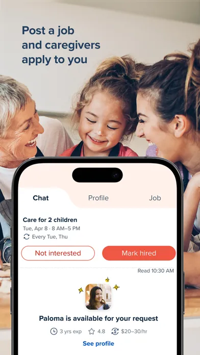Ảnh chụp màn hình của Care.com: Hire Caregivers