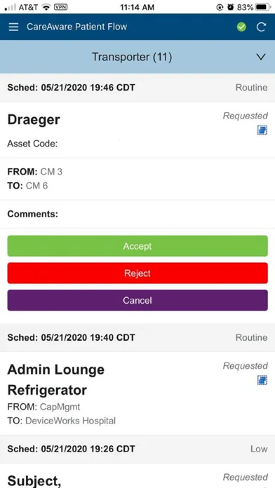 Screenshot di CareAware Patient Flow