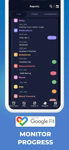 Symptom and Medication Tracker Screenshots