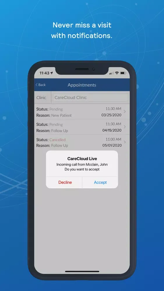 Capturas de pantalla de CareCloud Live