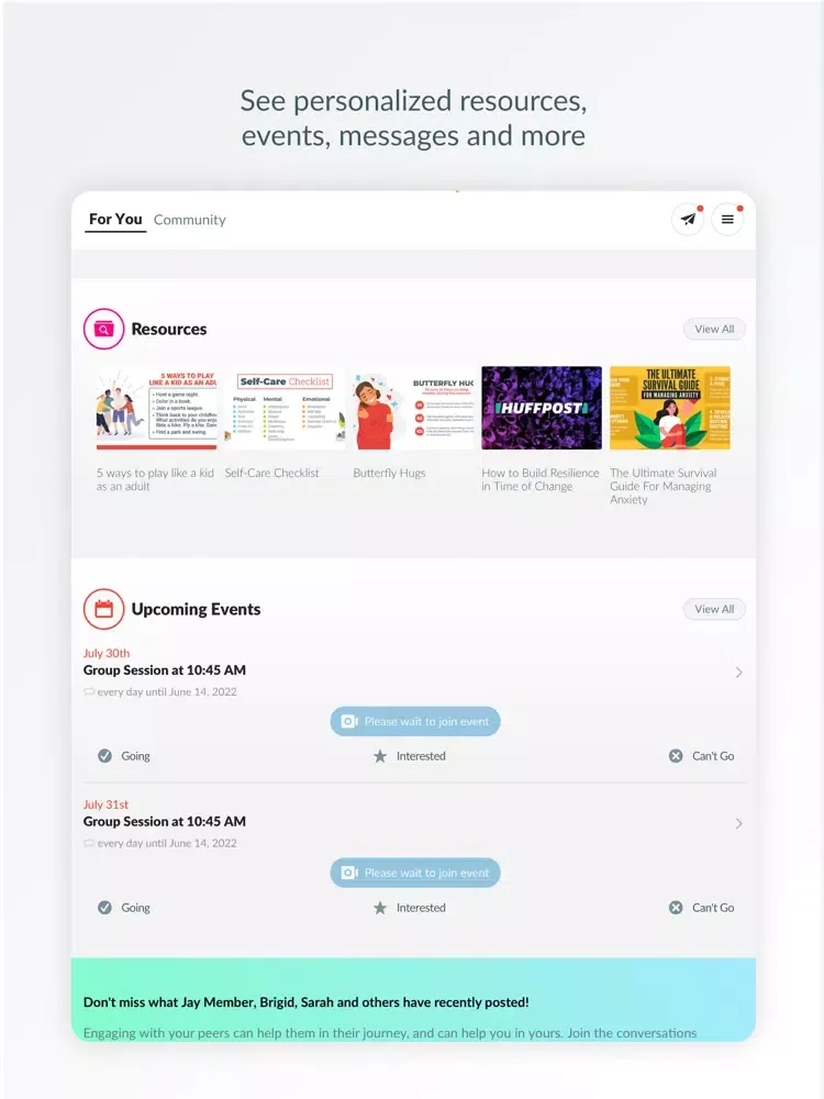 Ảnh chụp màn hình của Akasha Tribe Sober Network iPad 