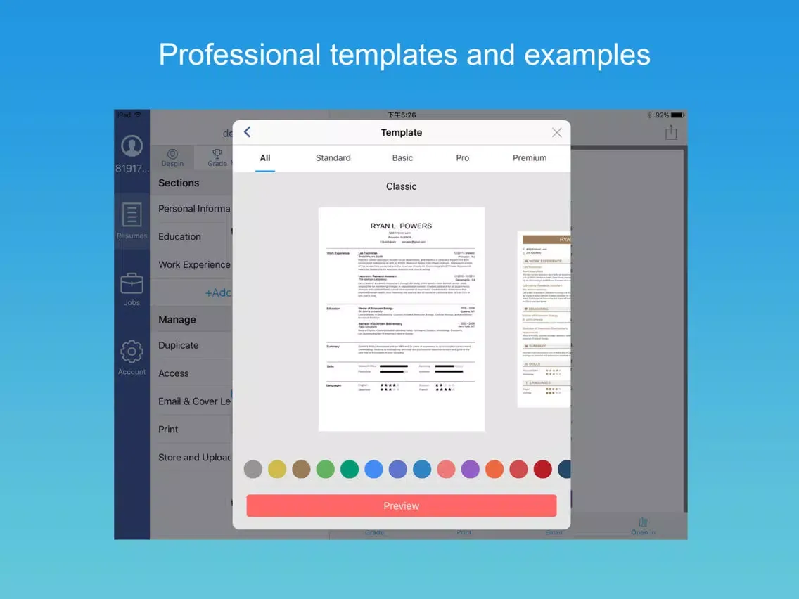 Resume Builder with PDF maker iPad  Screenshots