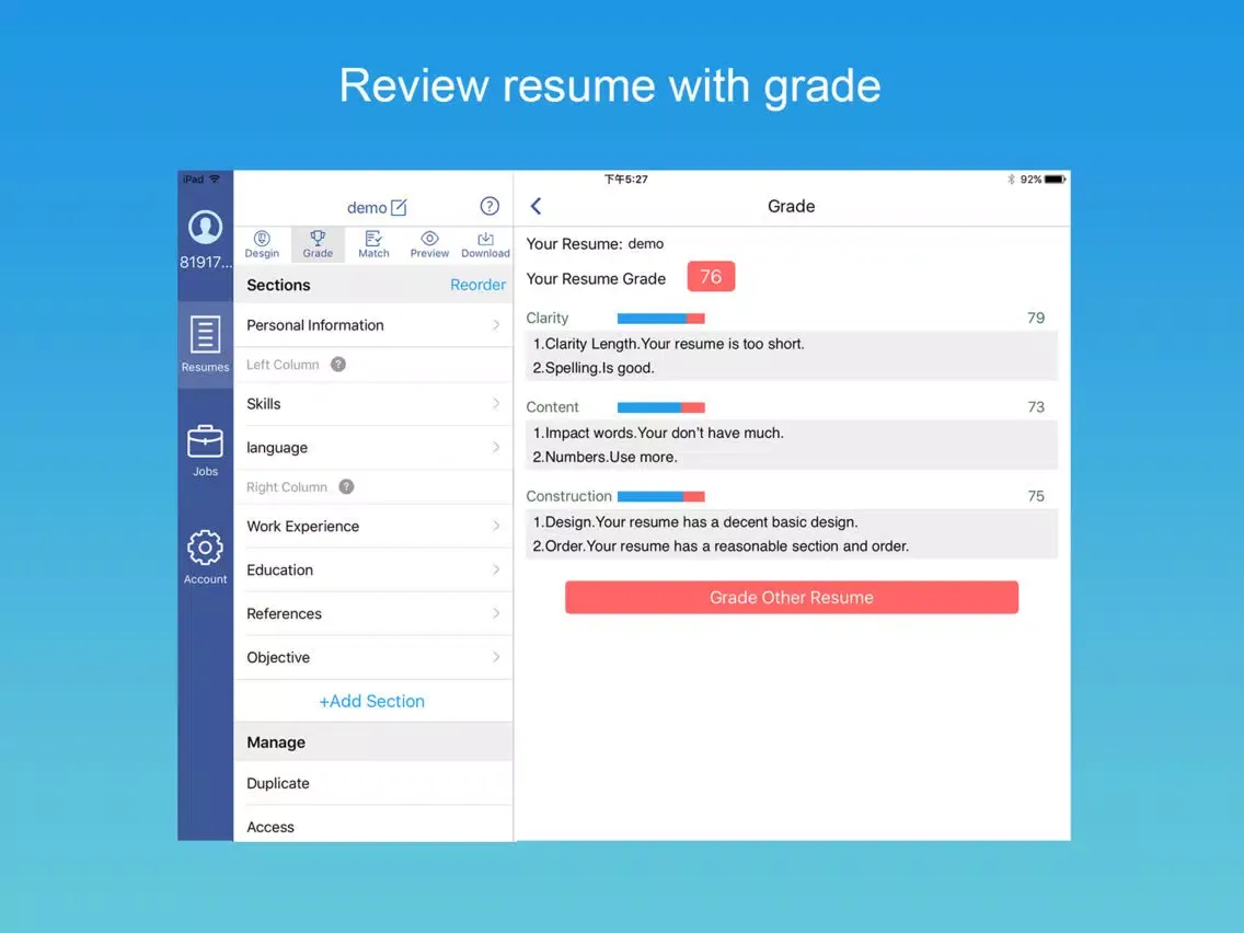 Resume Builder with PDF maker iPad  Screenshots