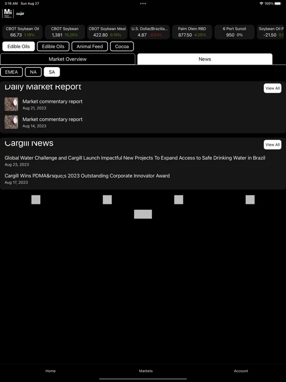 Tangkapan layar Market Intelligence App iPad 