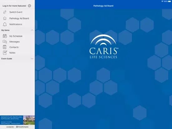 Tangkapan skrin Caris Meetings iPad 