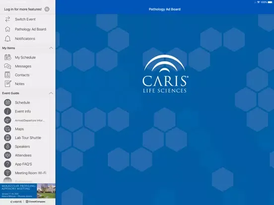 Tangkapan skrin Caris Meetings iPad 