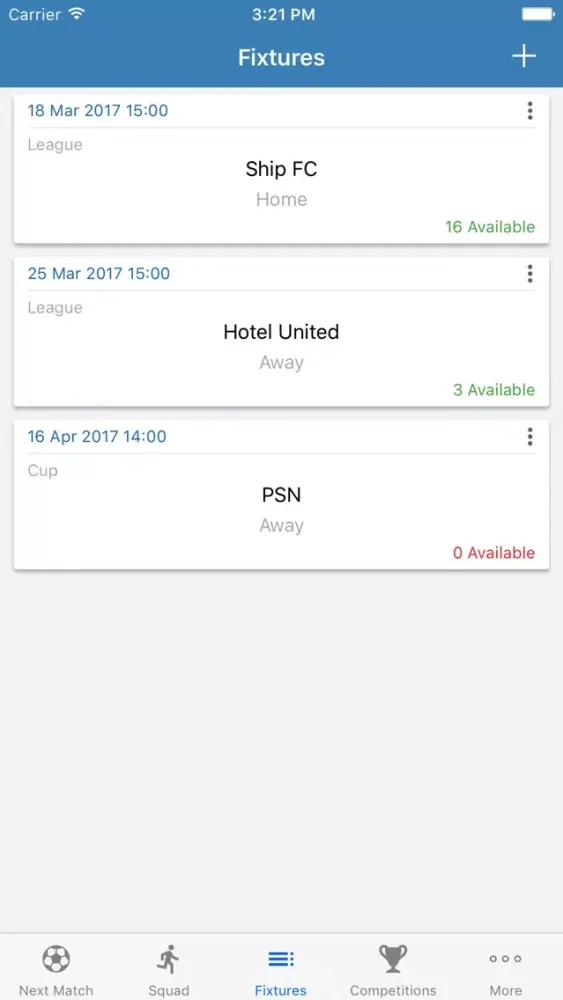 ภาพหน้าจอของ Squad Selector