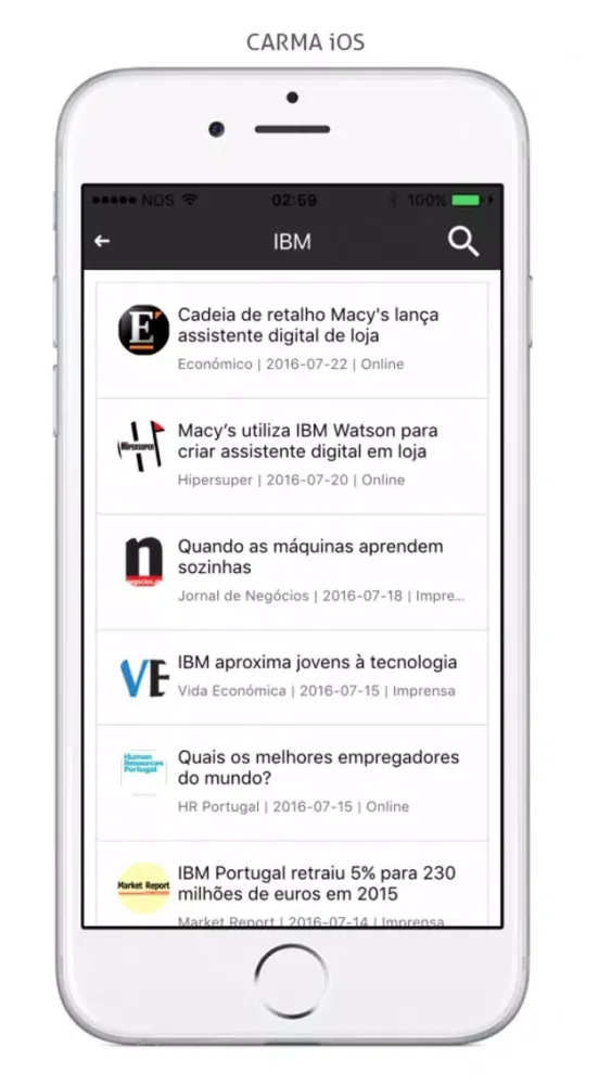 Capturas de tela do CARMA NEWS