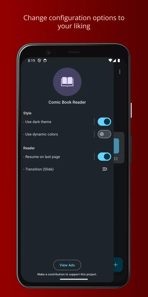 Ảnh chụp màn hình của Comic Book Reader