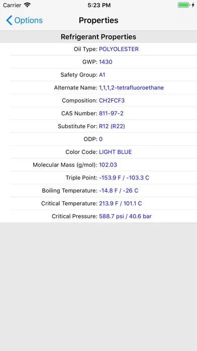 HVAC PT Chart 스크린샷