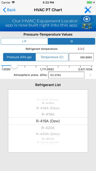 HVAC PT Chart 스크린샷