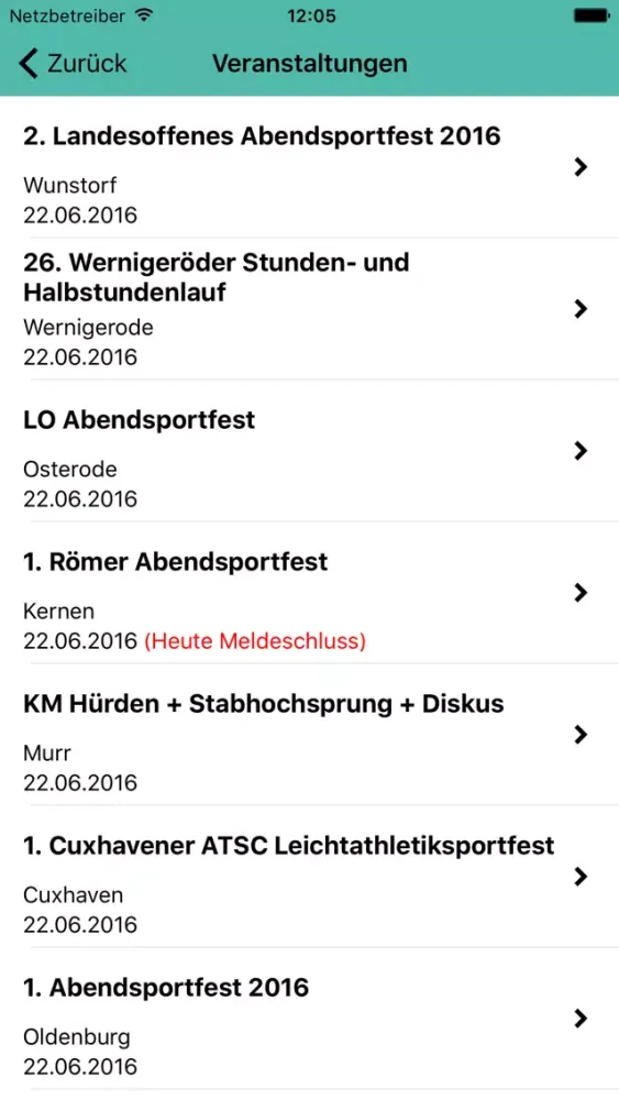 Leichtathletik Veranstaltungen Screenshots