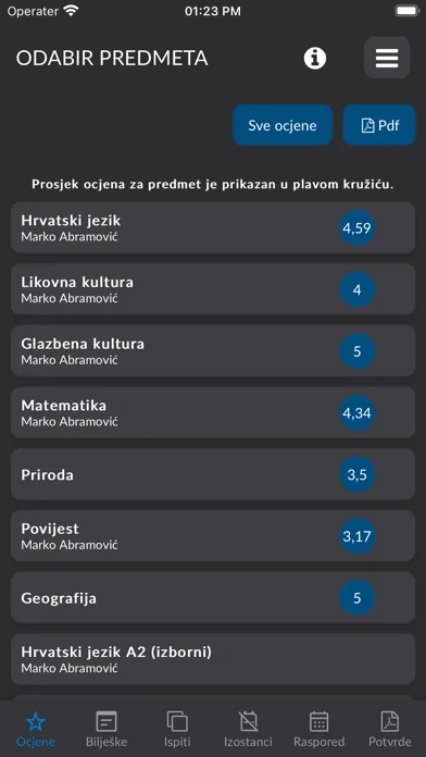 Captures d'écran de e-Dnevnik