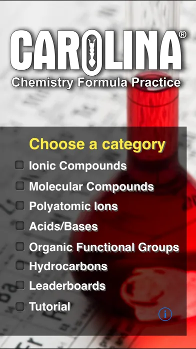 Zrzuty ekranu Chemistry Formula Practice