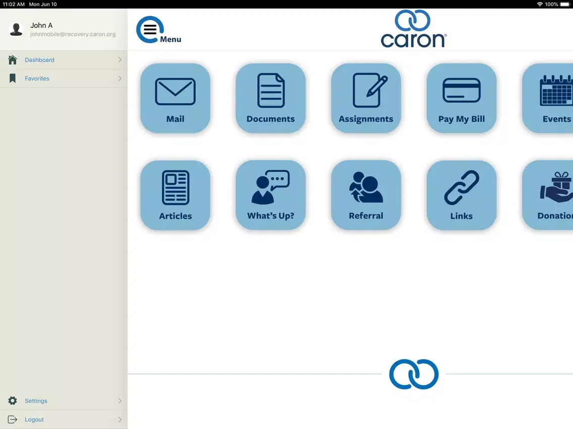Screenshot di Caron Recovery Network iPad 