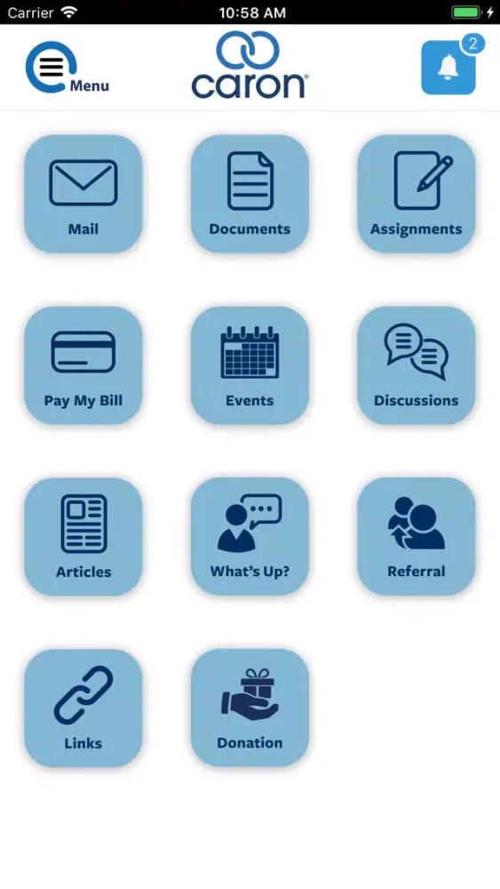 Screenshot di Caron Recovery Network