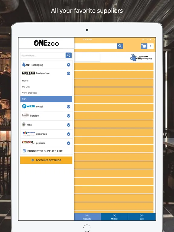 ONEzoo Ordering App iPad  スクリーンショット