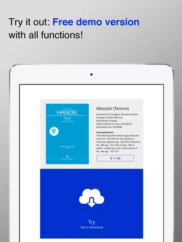 Tangkapan layar carus music iPad 