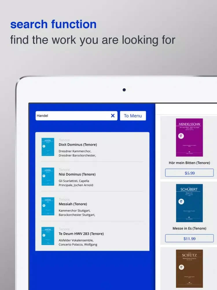 Tangkapan layar carus music iPad 