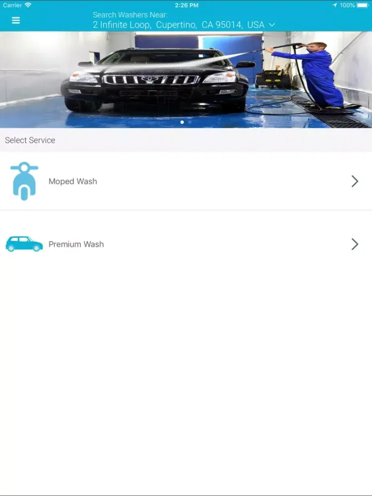 Tangkapan layar CubeCarWashPro User iPad 