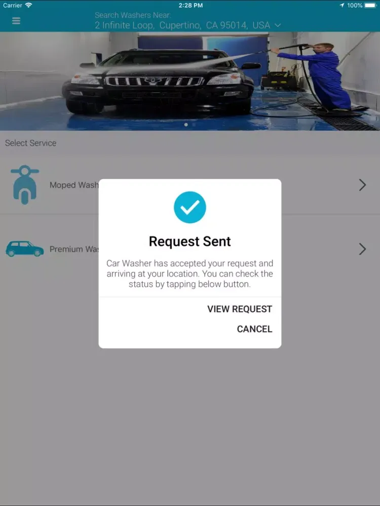 Tangkapan layar CubeCarWashPro User iPad 