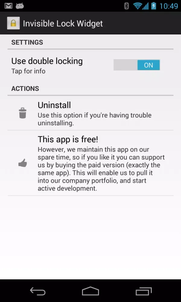Capturas de tela do Invisible Lock Widget