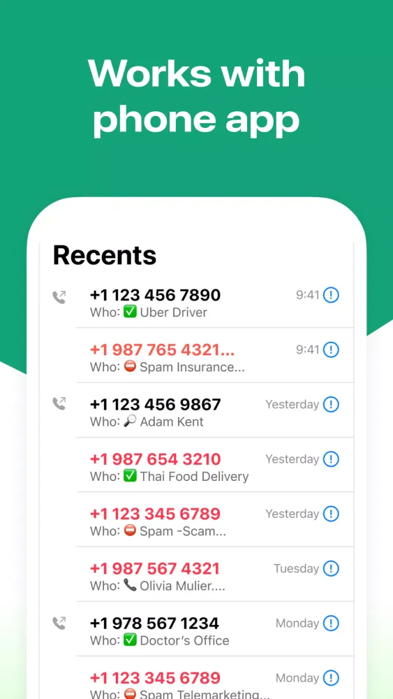 Who - Caller ID, Spam Block Ekran Görüntüleri
