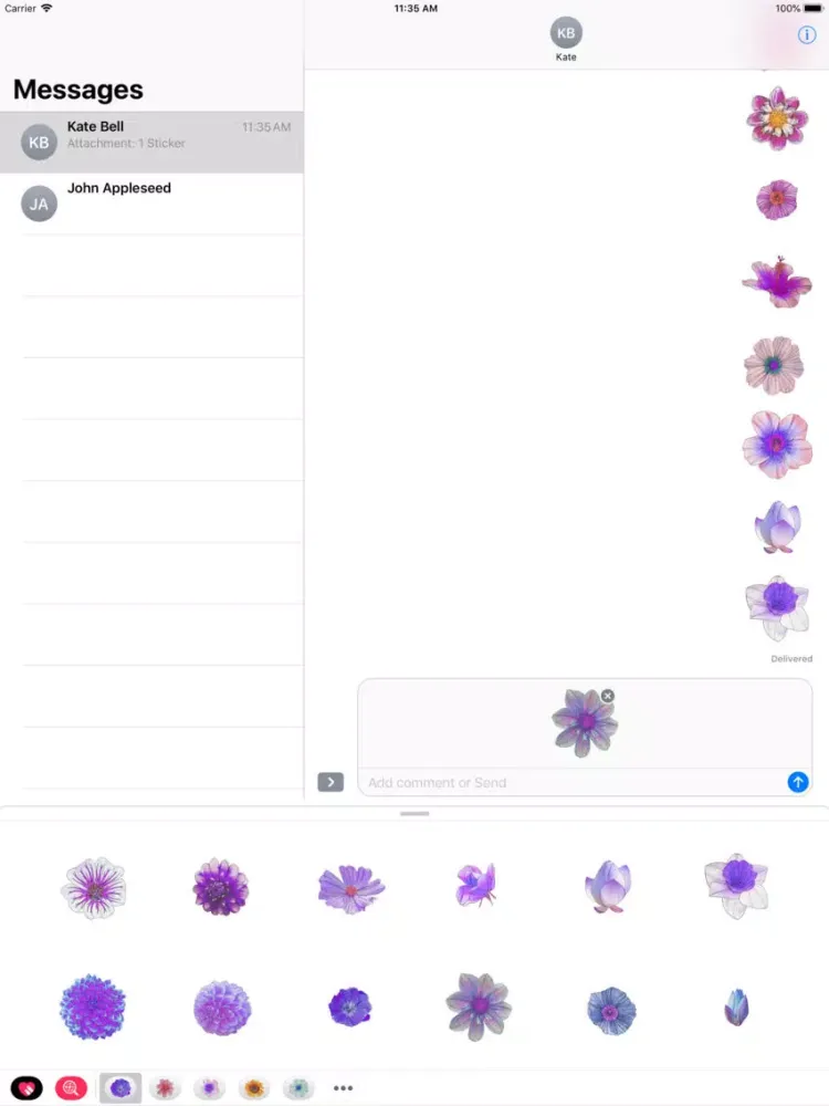 Purple Flower Sticker Pack iPad  스크린샷