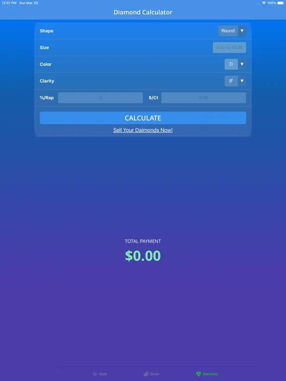 Calculator-Gold Silver Diamond iPad  Screenshots