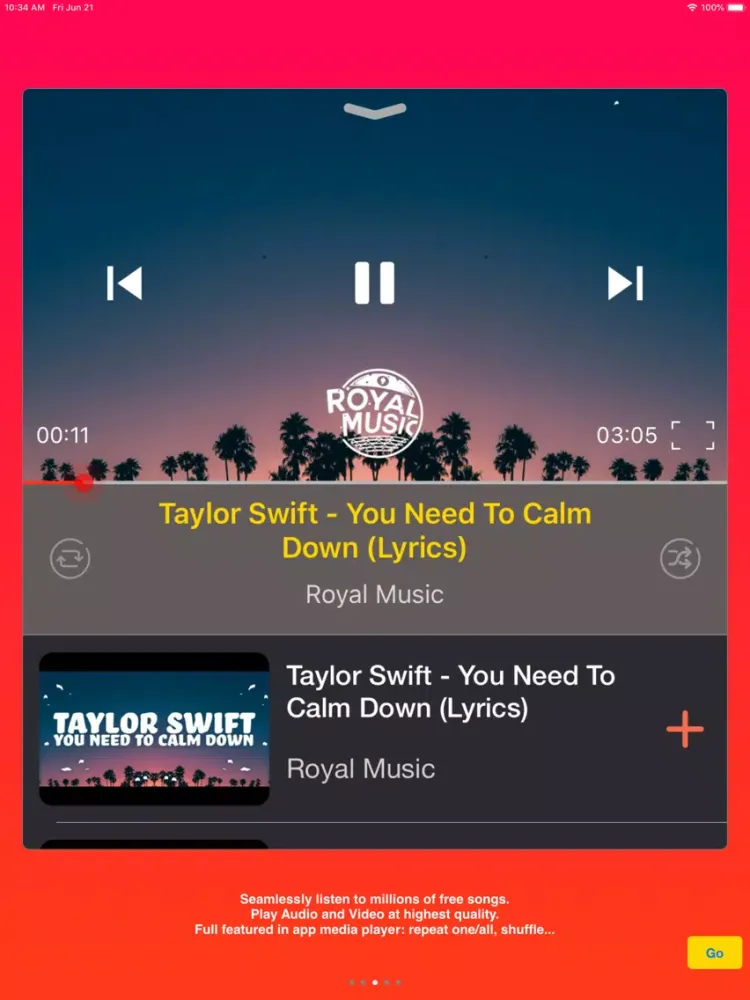 iMusic - Music Video Player iPad  Screenshots