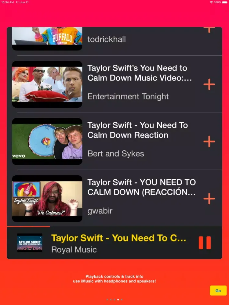 iMusic - Music Video Player iPad  Screenshots