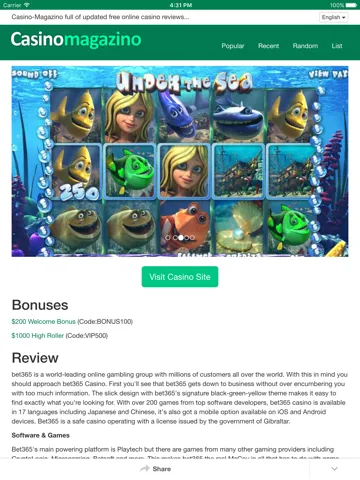 Professional Online Casino Reviews - Including Top Bonuses and Promotions | Casino Magazino iPad 应用截图